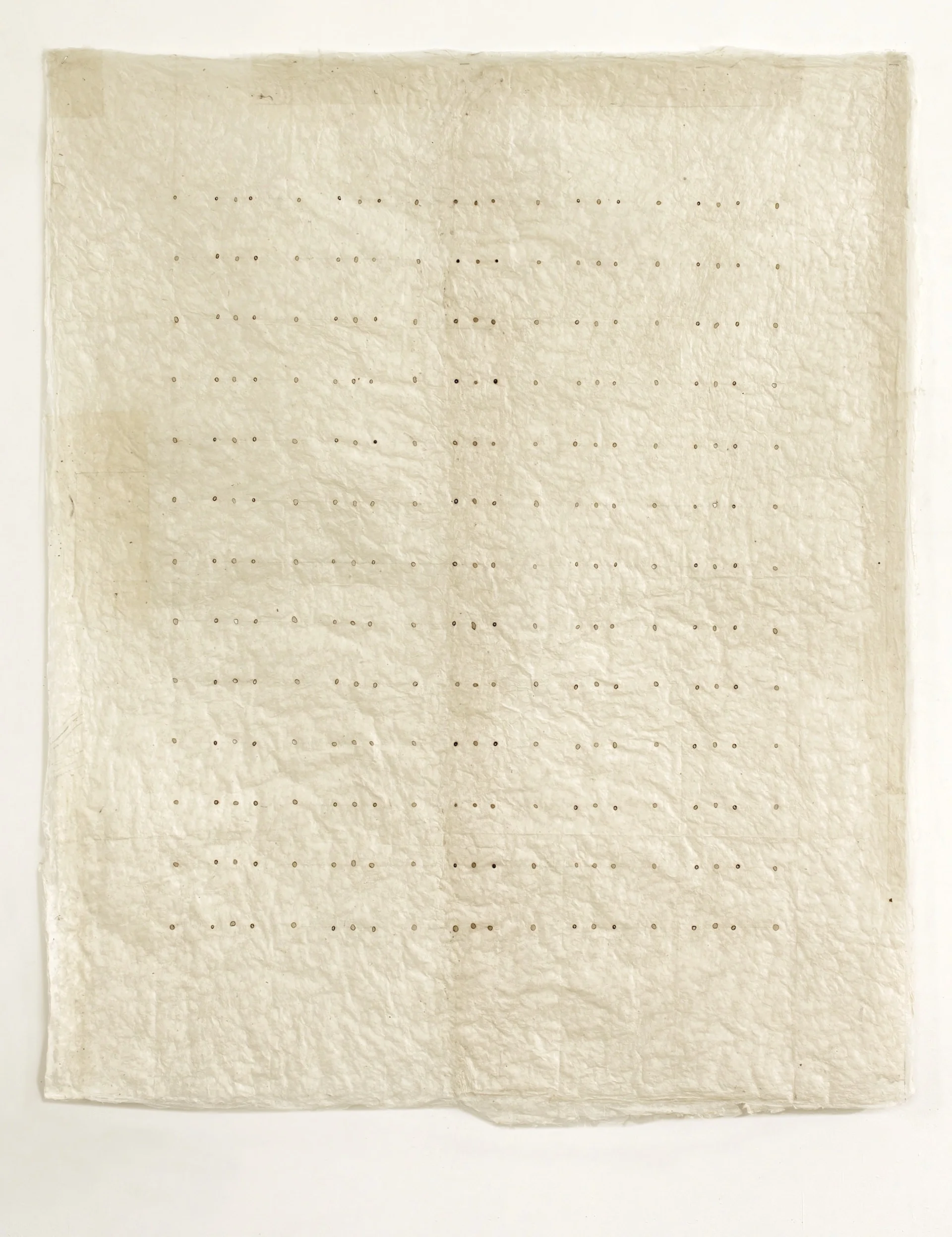 Absence as Surplus (from Anne Carson), 2016, pencil and sunlight (with magnifying glass) on Nepalese paper, 52"x 45" 