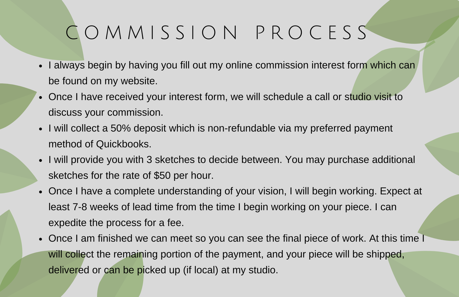 Commissions Questionnaire — Heidi Lowell