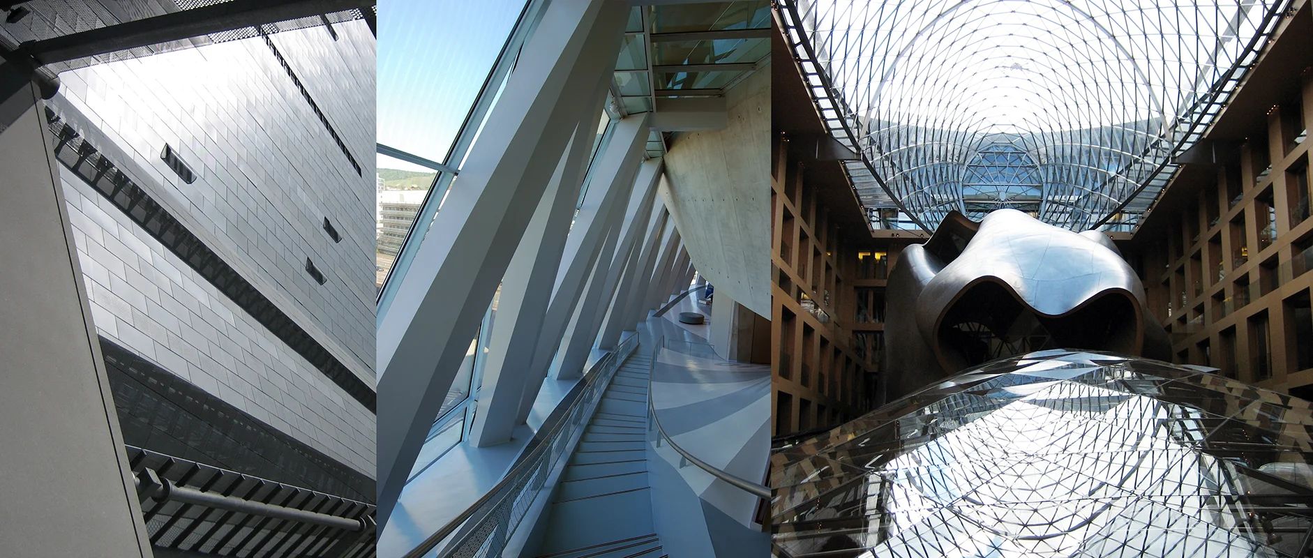 Complex forms are not one dimensional. Architecture uses angles and facets to create buildings which evoke motion and sculptural volume. Unique perspectives can be found from various view points within the building. Through layering of materials and various geometry, one can add intrigue and focal point to the design. 
