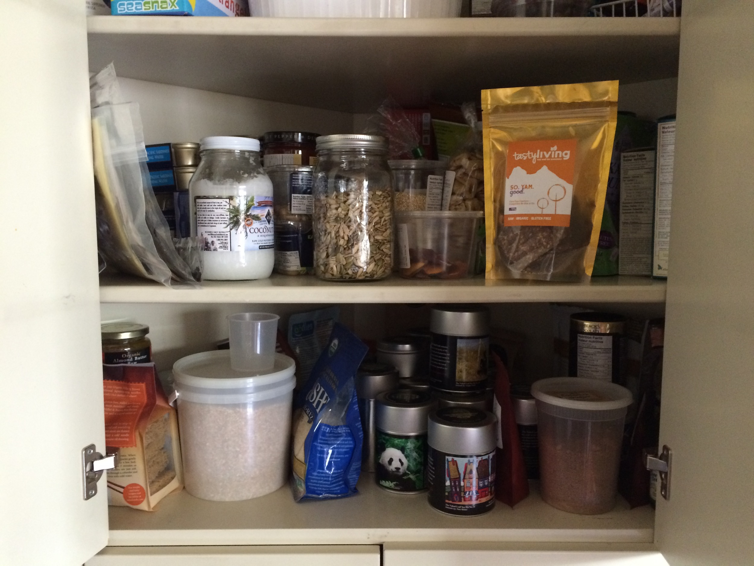 Feel free to scrutinize my cupboard. It reflects a family that is half Paleo/GAPS, half whole foods, and 100% tea lovers