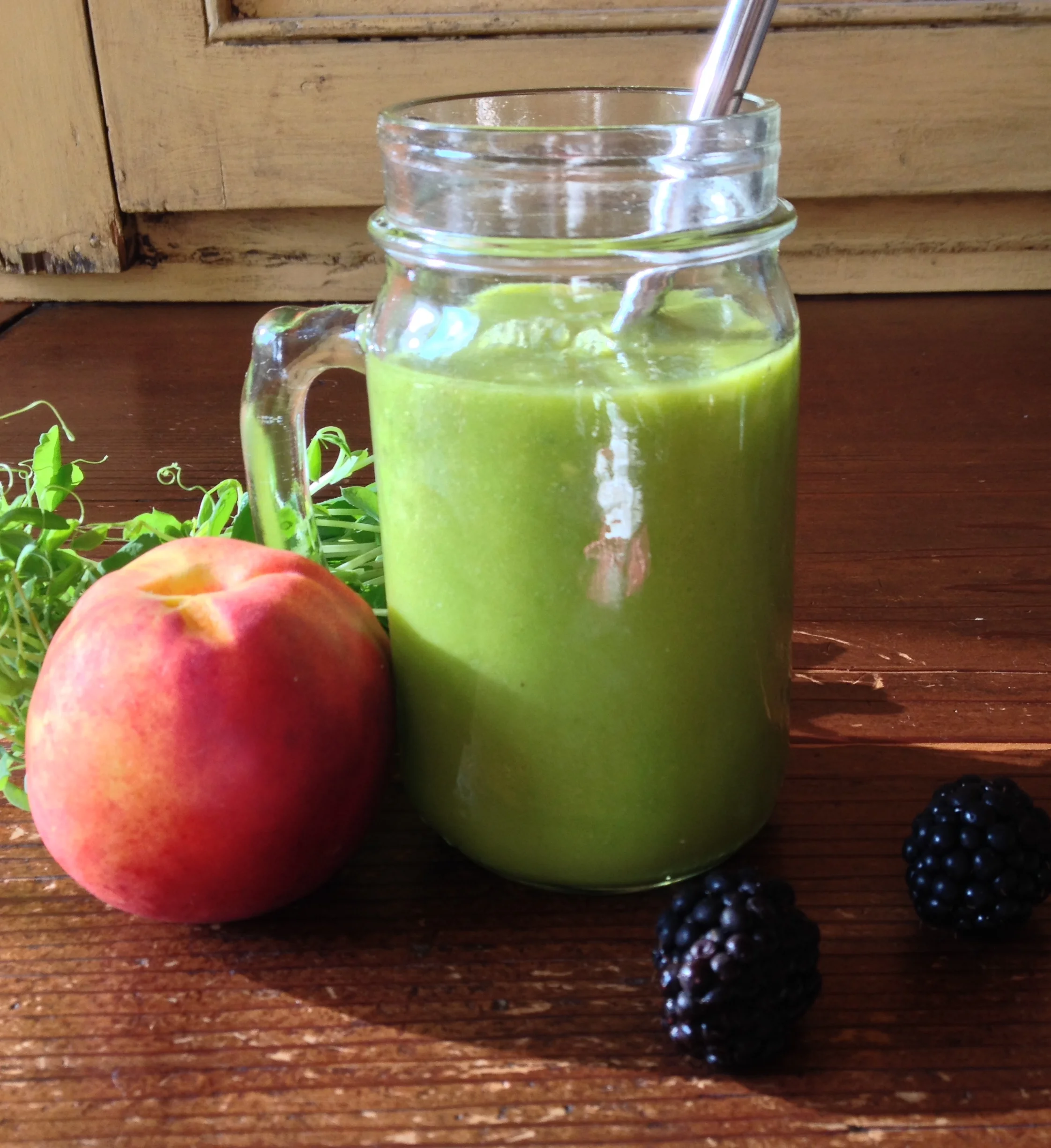 Peaches with pea shoots is one of my favourites.