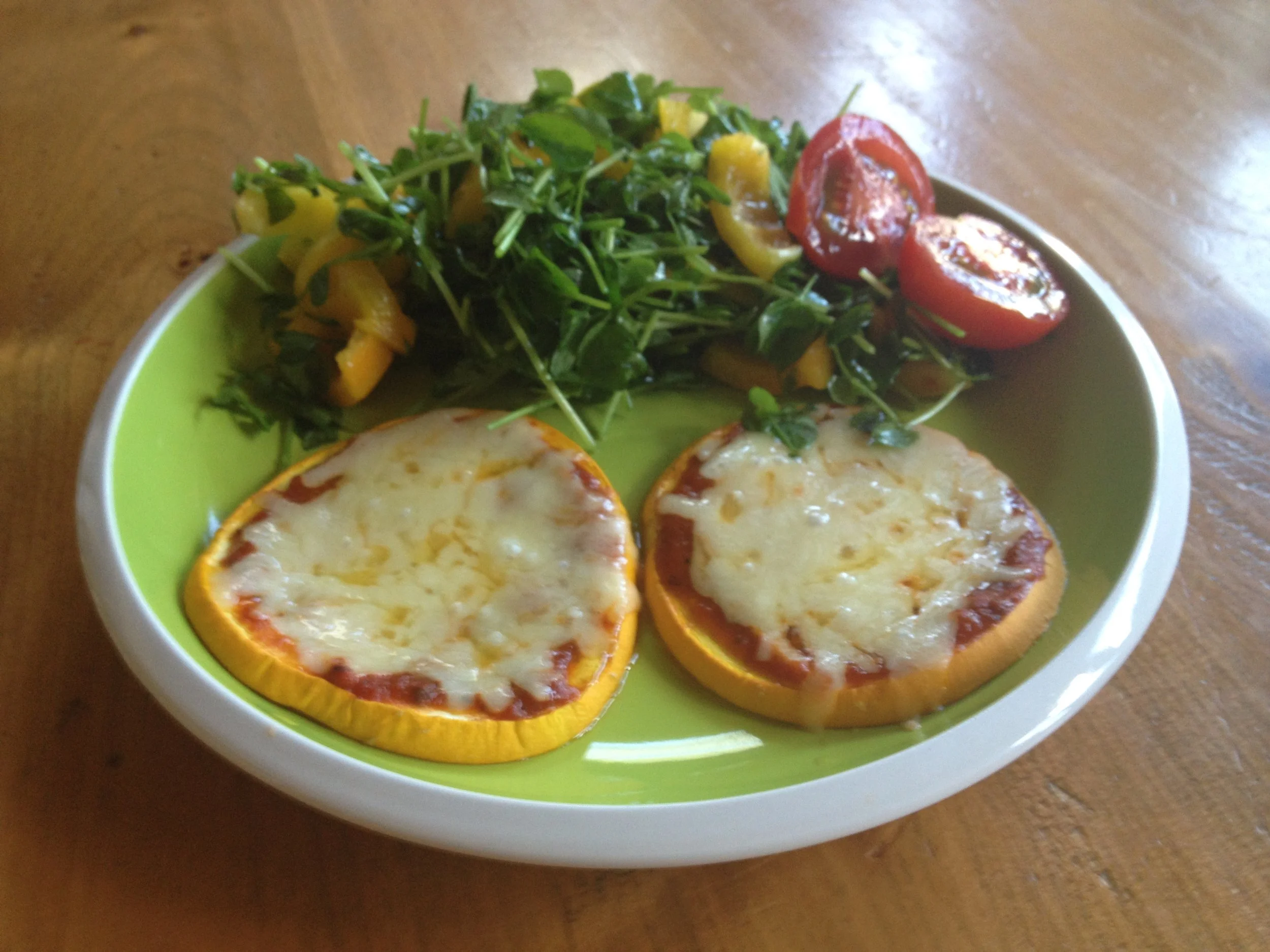 My animal protein in these Squash Pizzas comes from an aged cheese.
