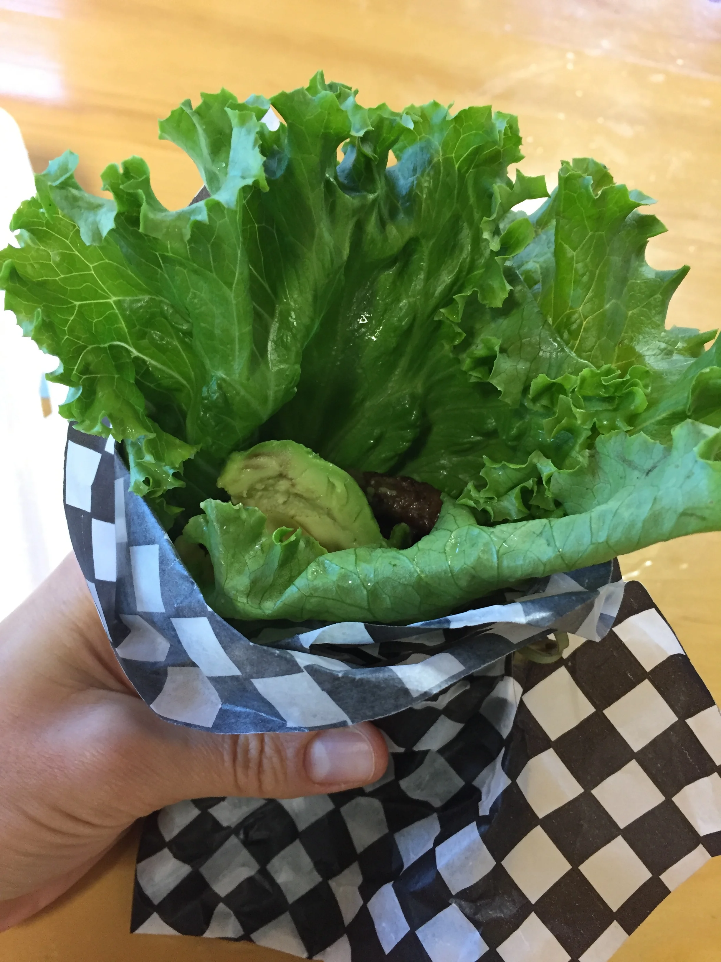 Silver Sage is the easiest to eat with your hands. You can see my burger and avocado peaking out of the large lettuce wrap.