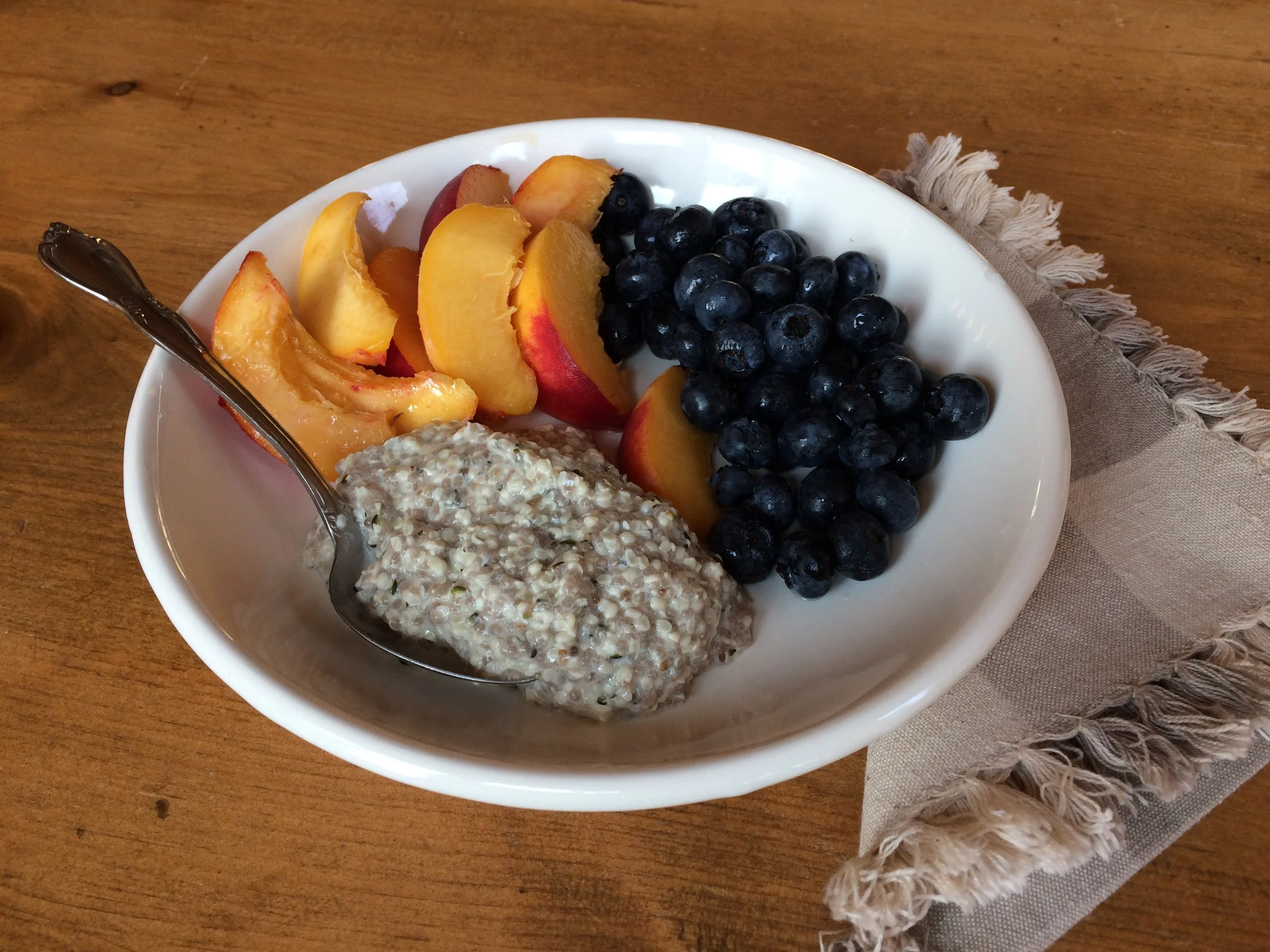 I don't need to sweeten my hemp seed porridge when I add seasonal fruit, but my daughter likes hers sweetened.