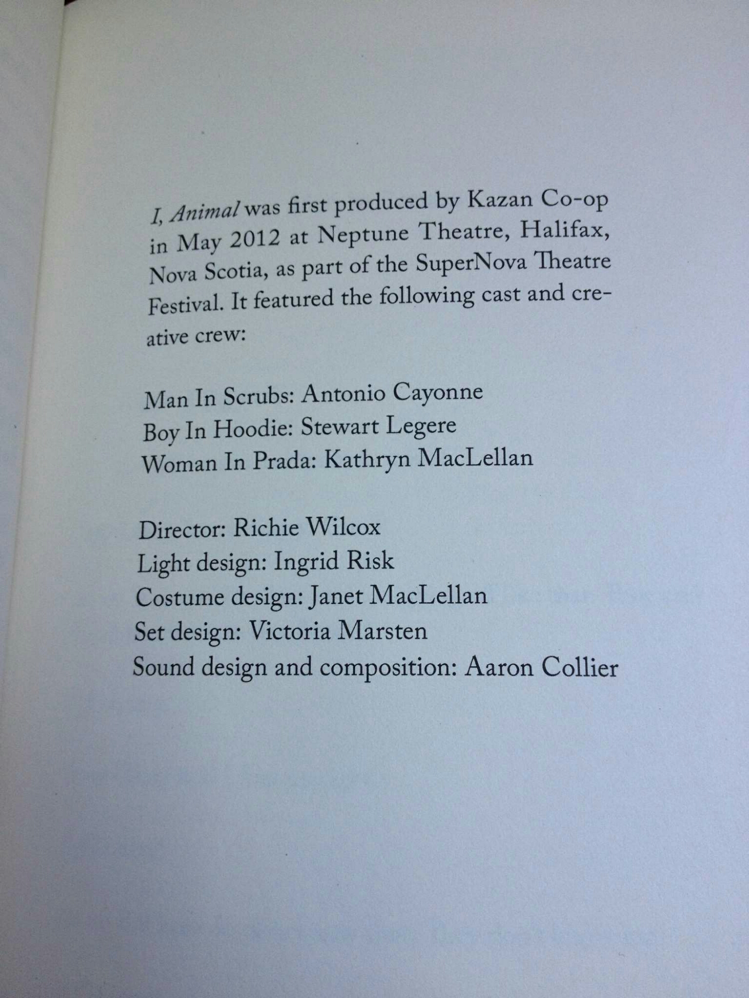 I,Animal by Daniel MacIvor