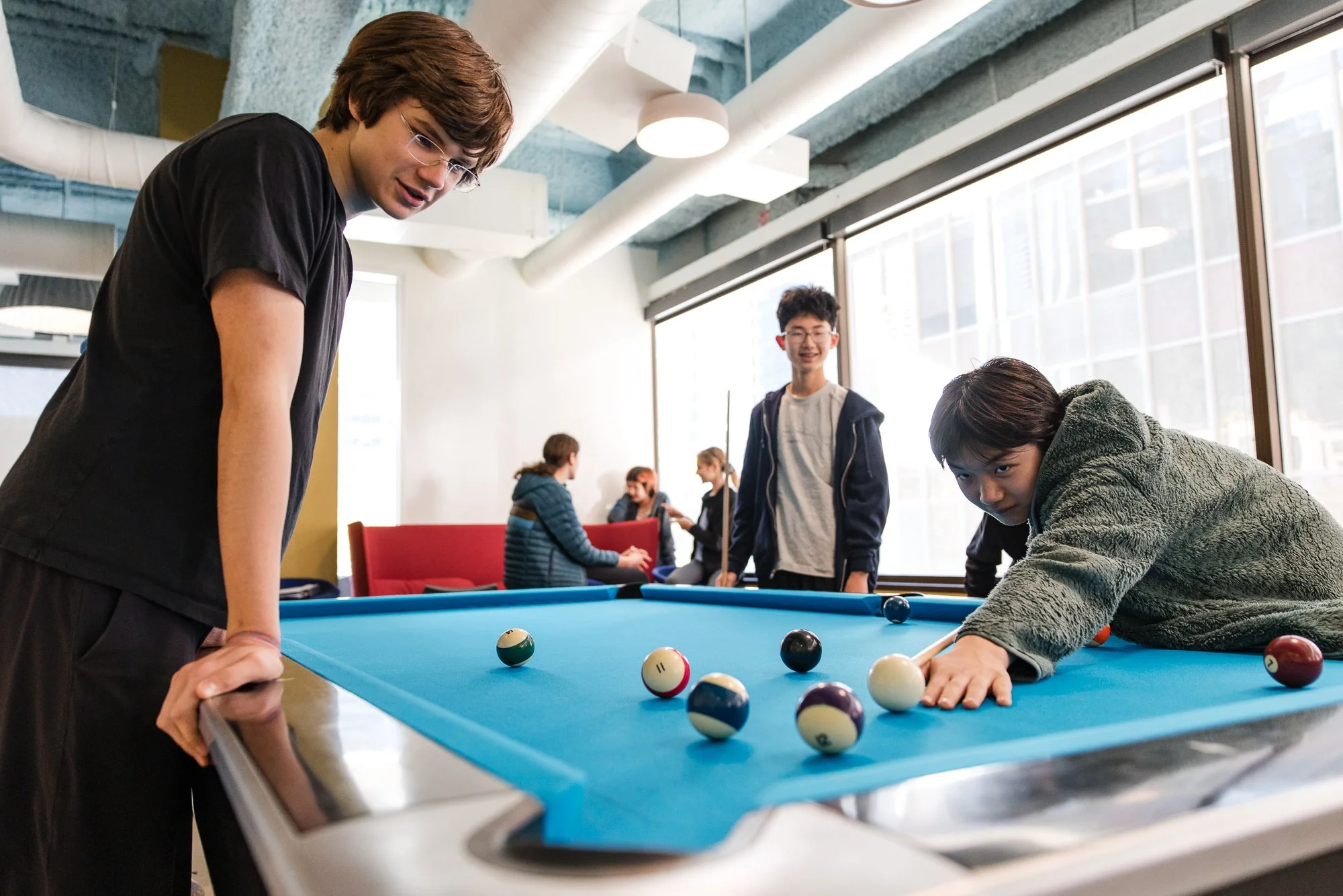Shooting pool in a math school