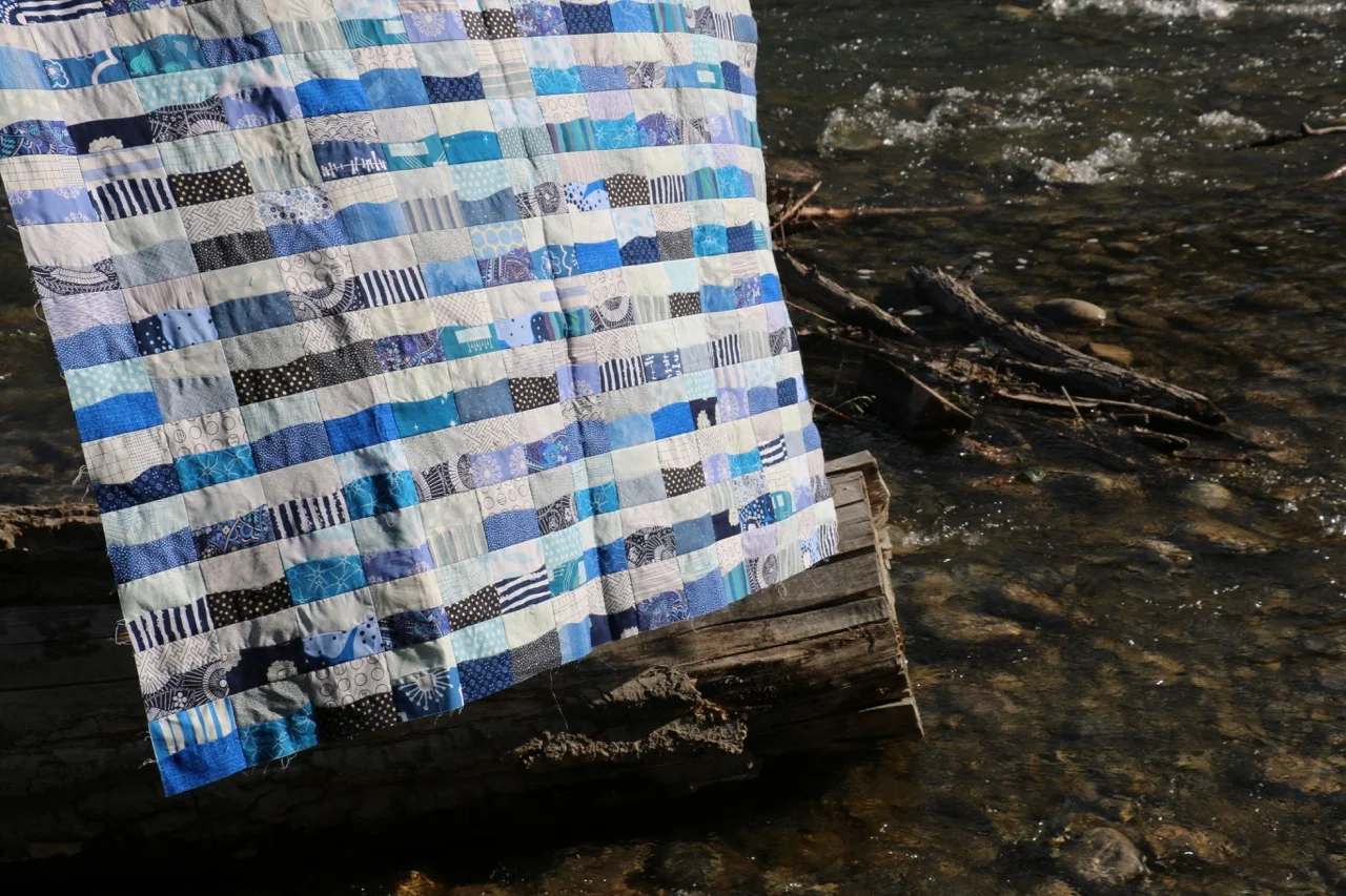 Improv Curves Blue Quilt