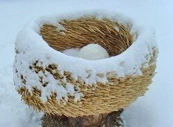 Egg in Nest, Canvas, Chopsticks, Headington Hill In Snow, Oxford. Emma Kwan
