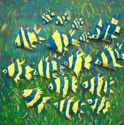 Fishes Thinking, Acrylic on Canvas on Canvas, Emma Kwan