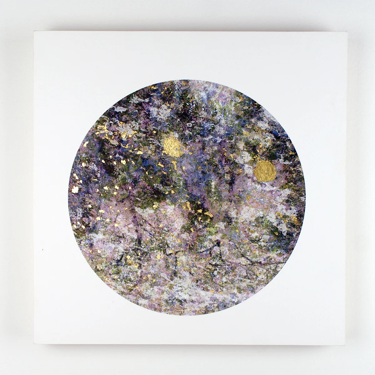 . Giverny , 2016. Photo digital collage, archival ink on rag, birch panel, gold leaf, 12 x 12 " VE 1 of 5 