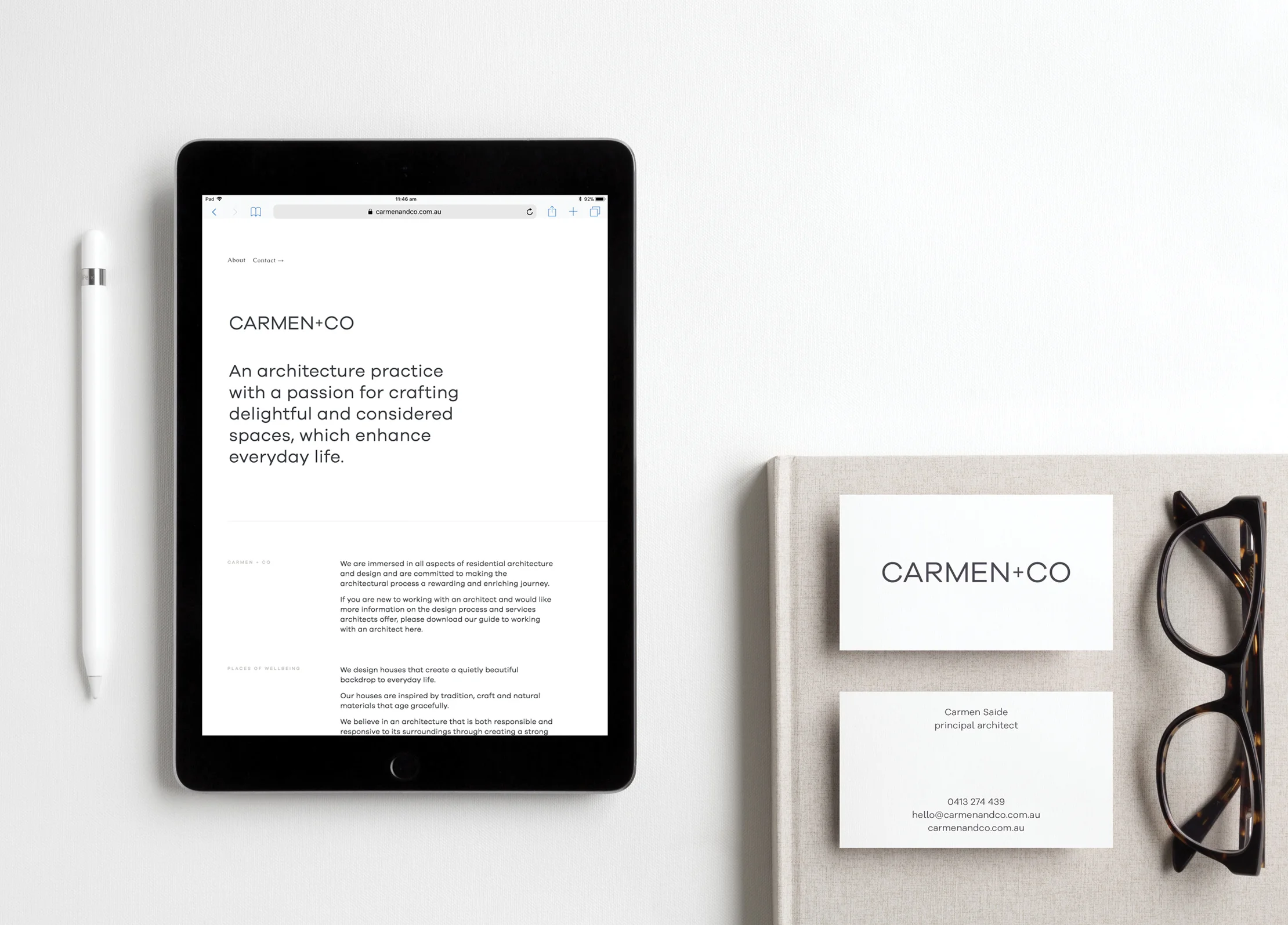 Logo suite, brand collateral & website design and build for Carmen+Co