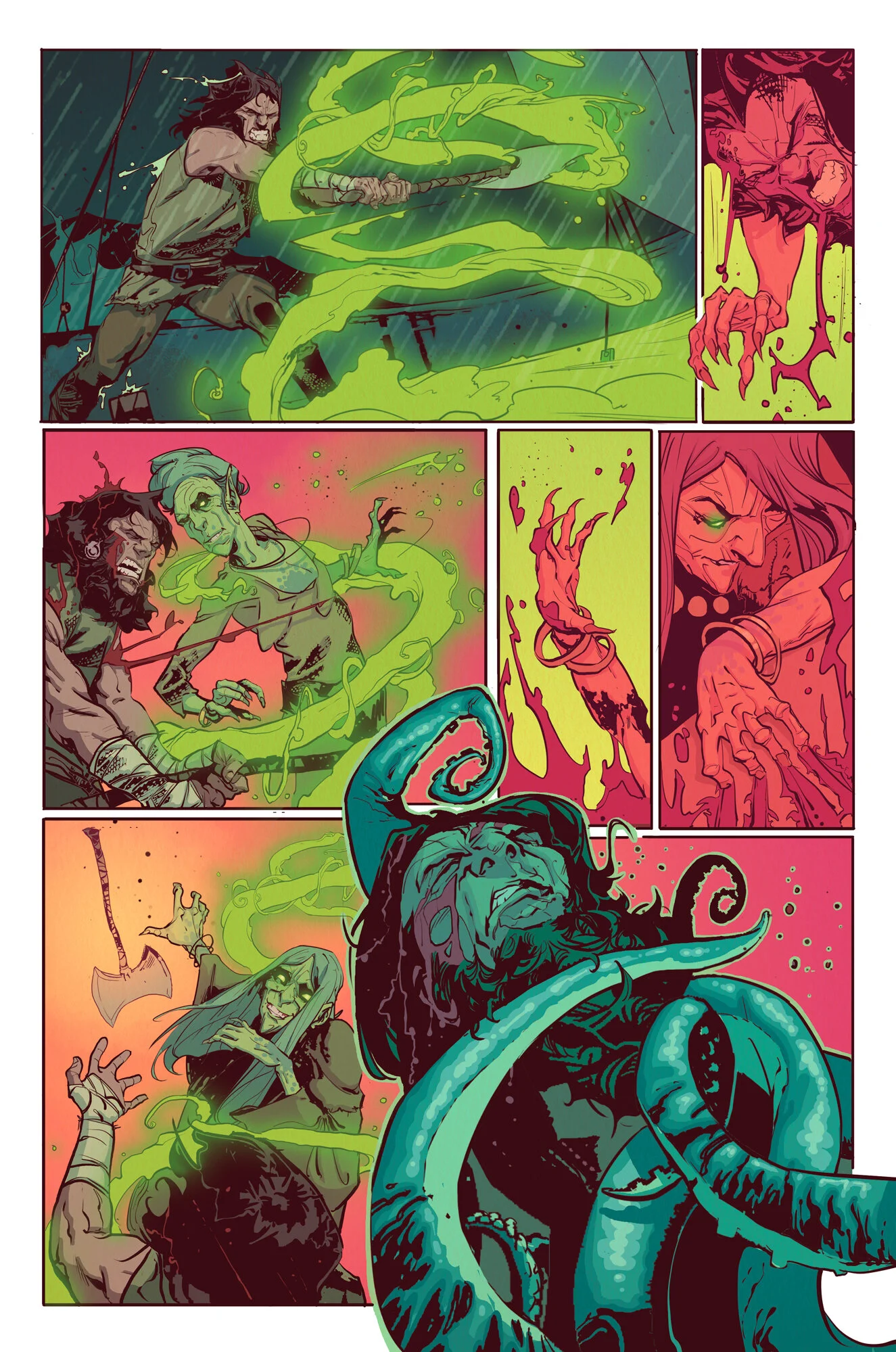I wanted to make sure that every new setting or character had specific colors tied to their identity so that readers always knew where they were or who they were dealing with.