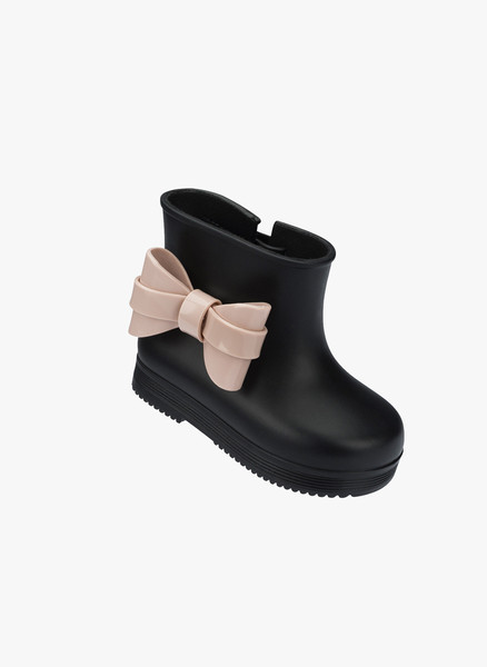 Mini Melissa Black Boot with Pink Bow via Hello Alyss