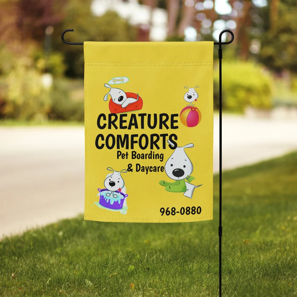 Creature Comforts Garden flag — Creature Comforts - Main Image