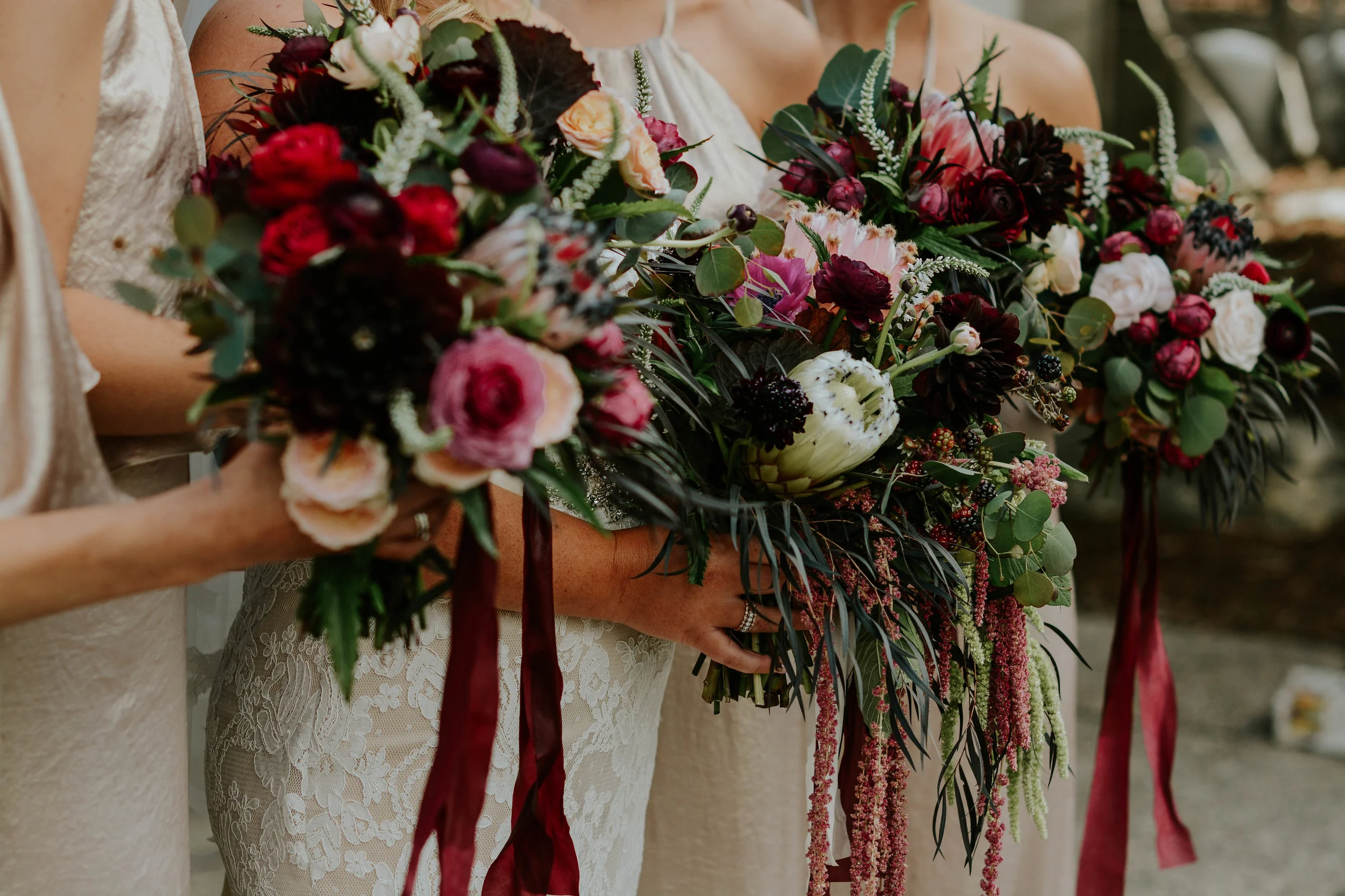 Bridesmaid Bouquets with Romantic colors