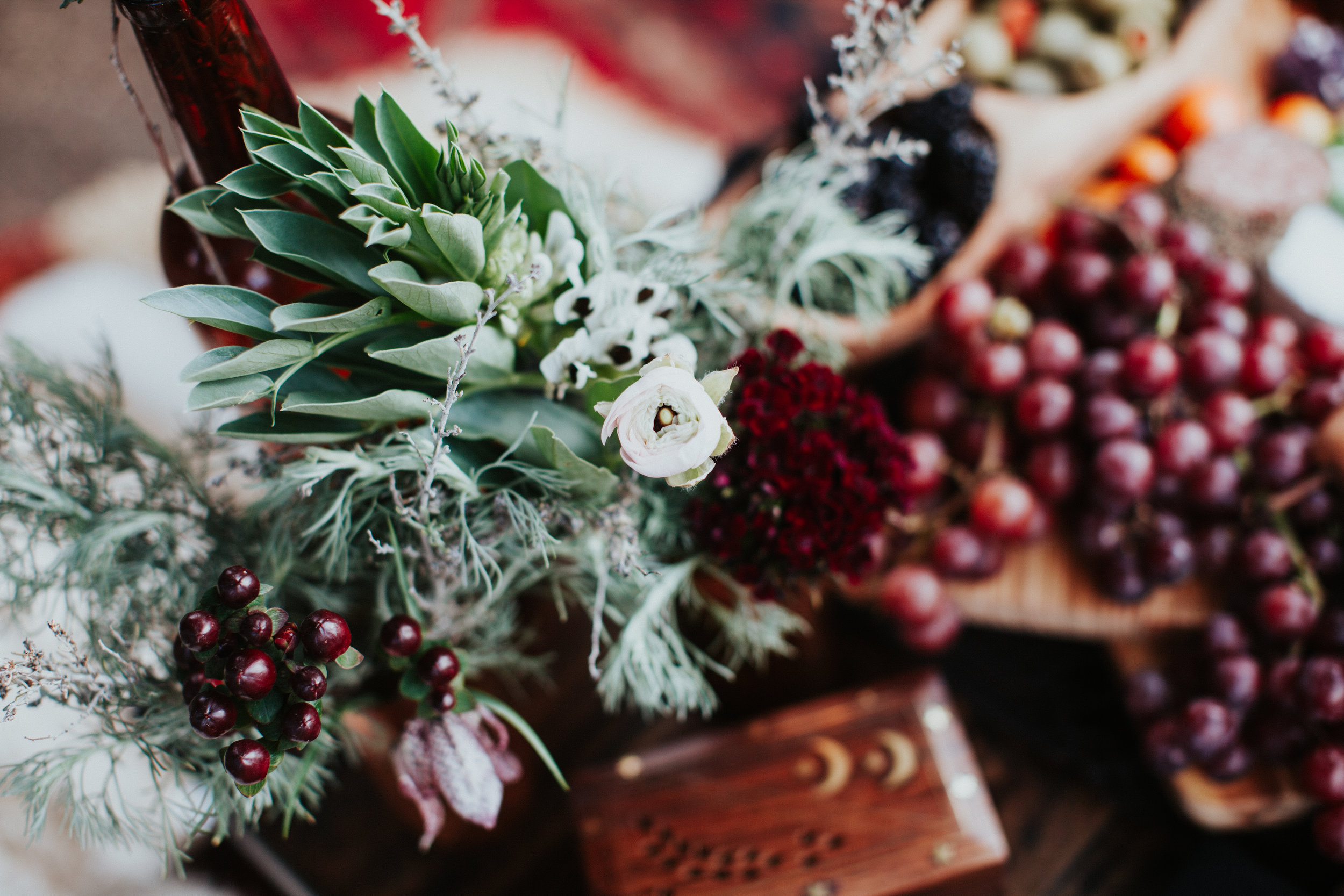 Tablescape with fava bean blossoms