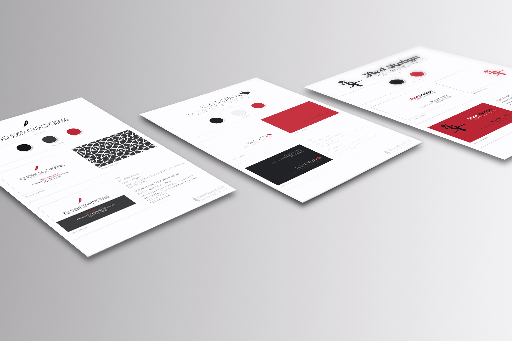CLIENT: Red Robyn Communications PROJECT: Logo design and identity concepts