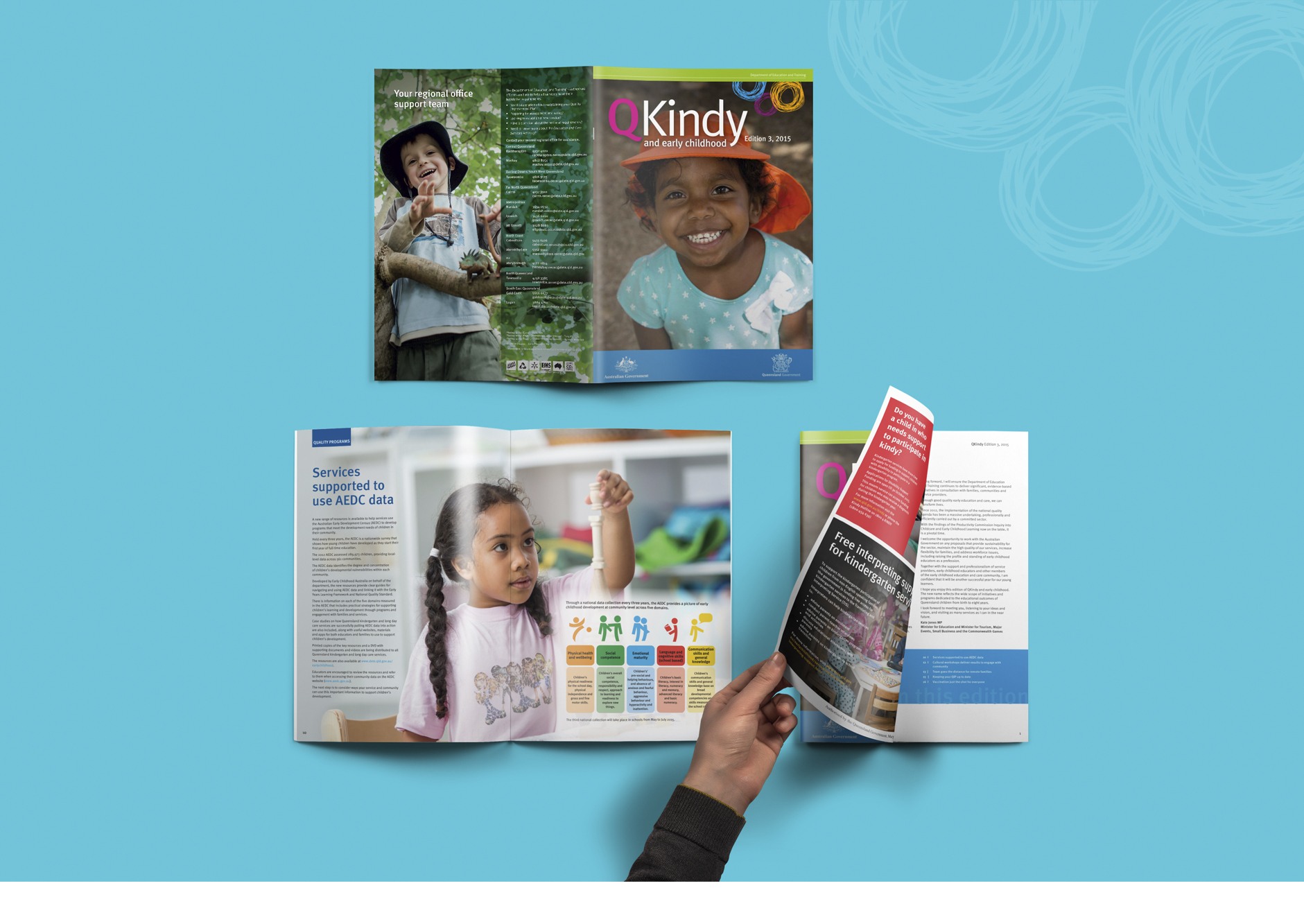 CLIENT: Department of Education and Training, Queensland Government PROJECT: 'Kindy Counts' magazine, design and layout