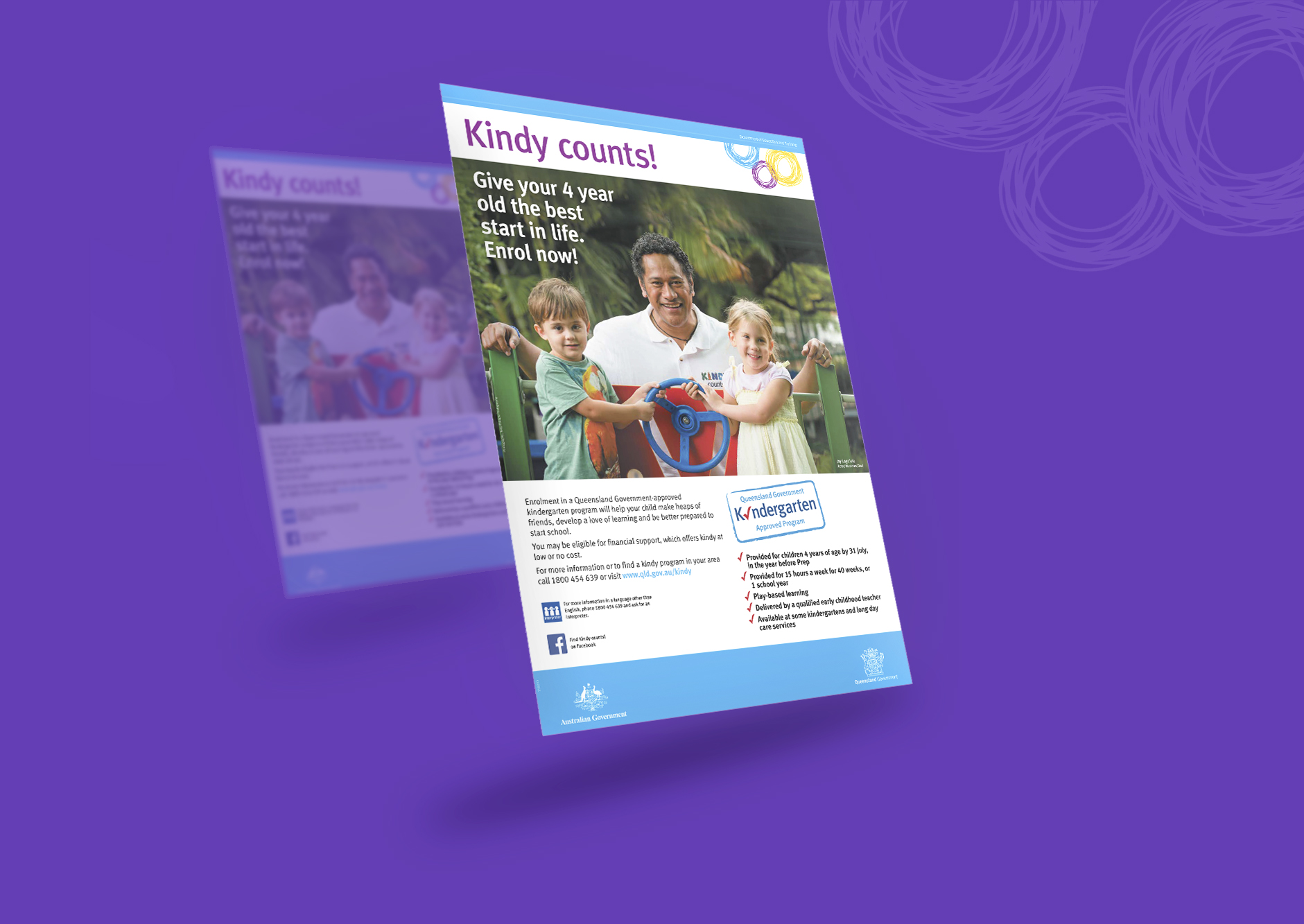 CLIENT: Department of Education and Training, Queensland Government PROJECT: 'Kindy Counts' brochure, design and layout