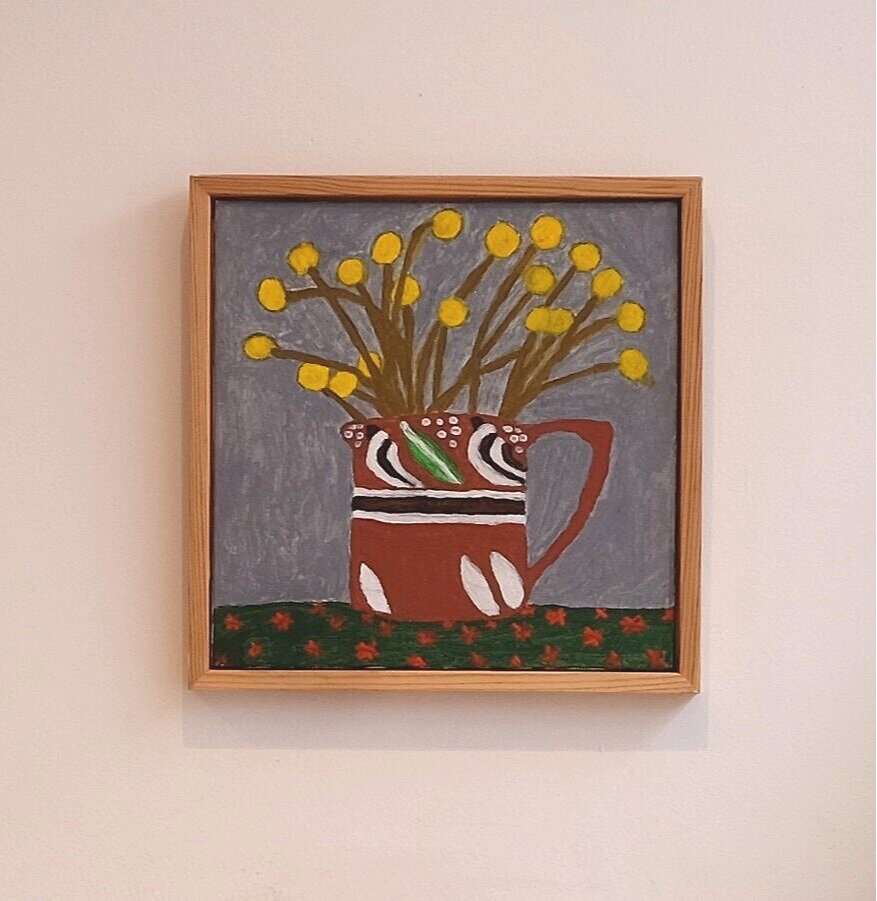 Billy Buttons- Framed Original Acrylic Painting