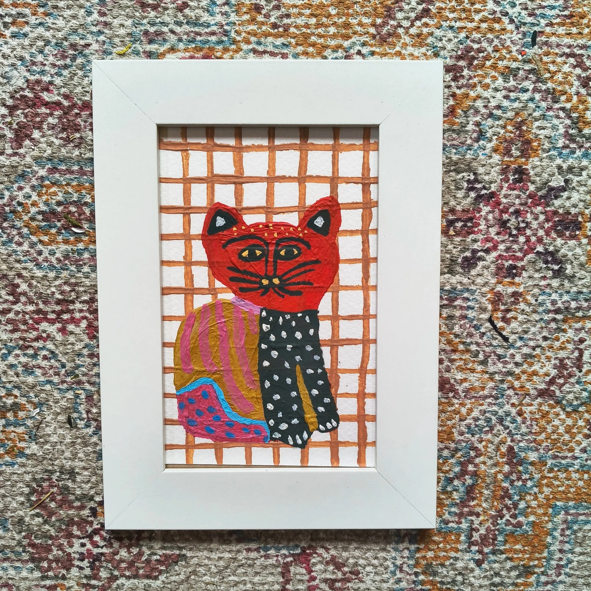 Ruby Cat - Framed Original Acrylic Painting