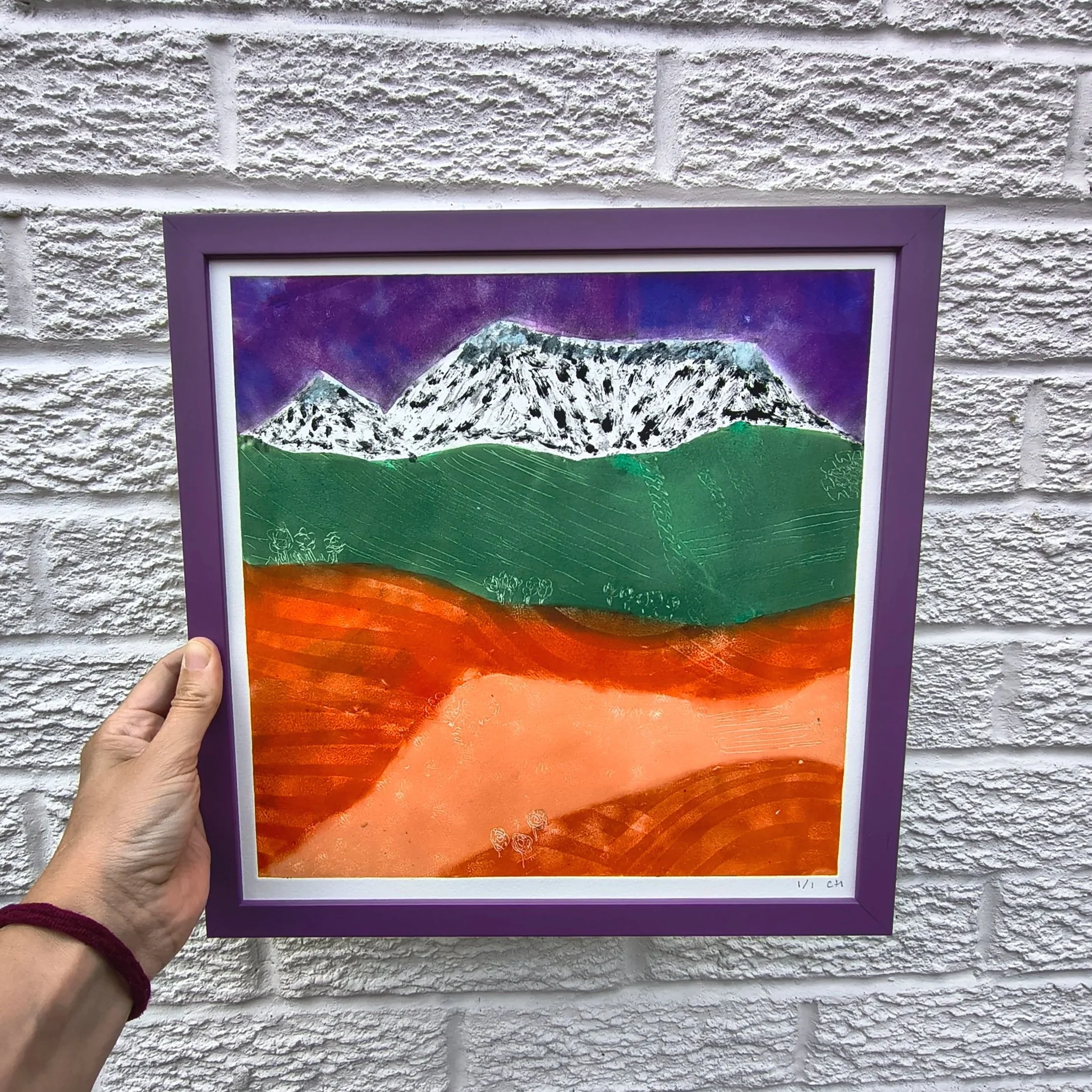 Purple Mountains Mono Print