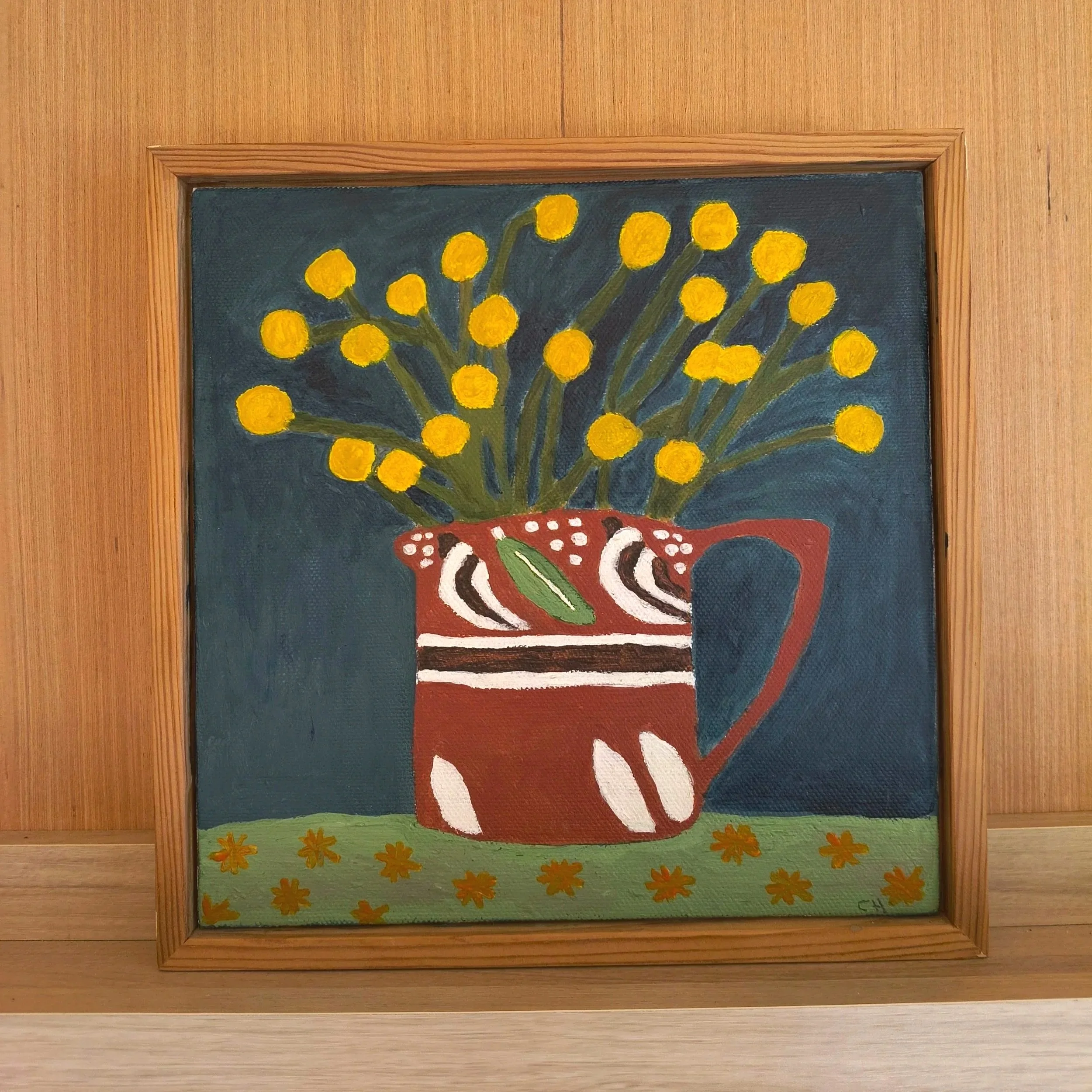 Billy Buttons- Framed Original Acrylic Painting