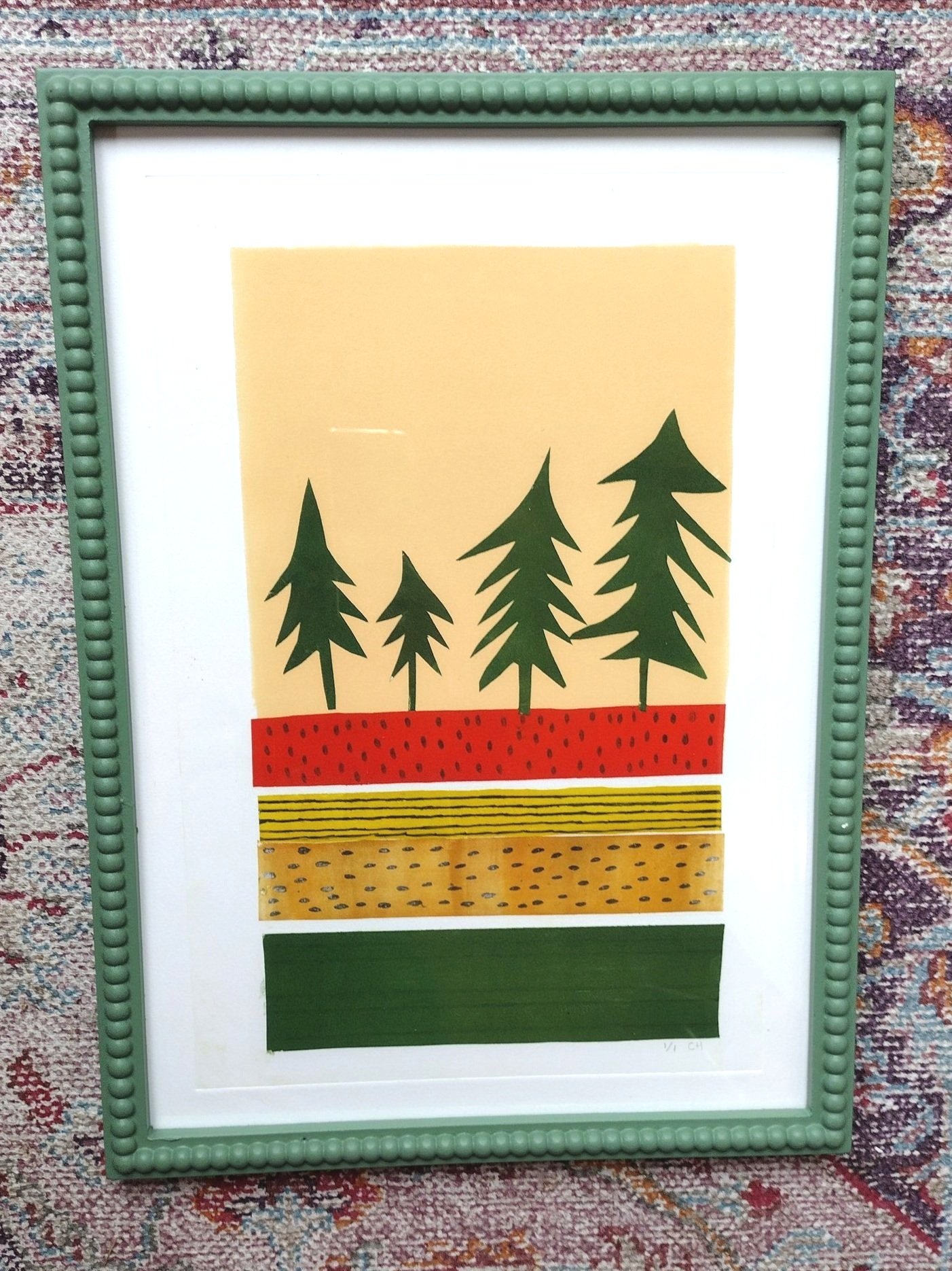 Pine Forest Mono Print by Chloe Harrison