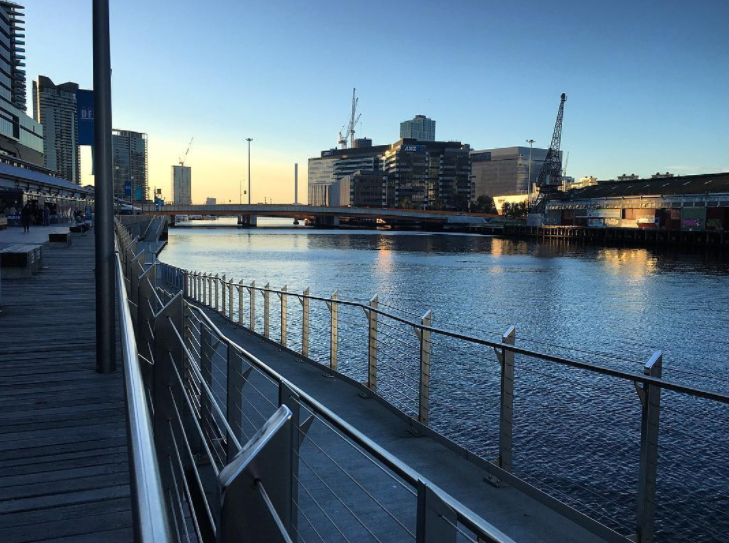See the sun set over the water from Southwharf.