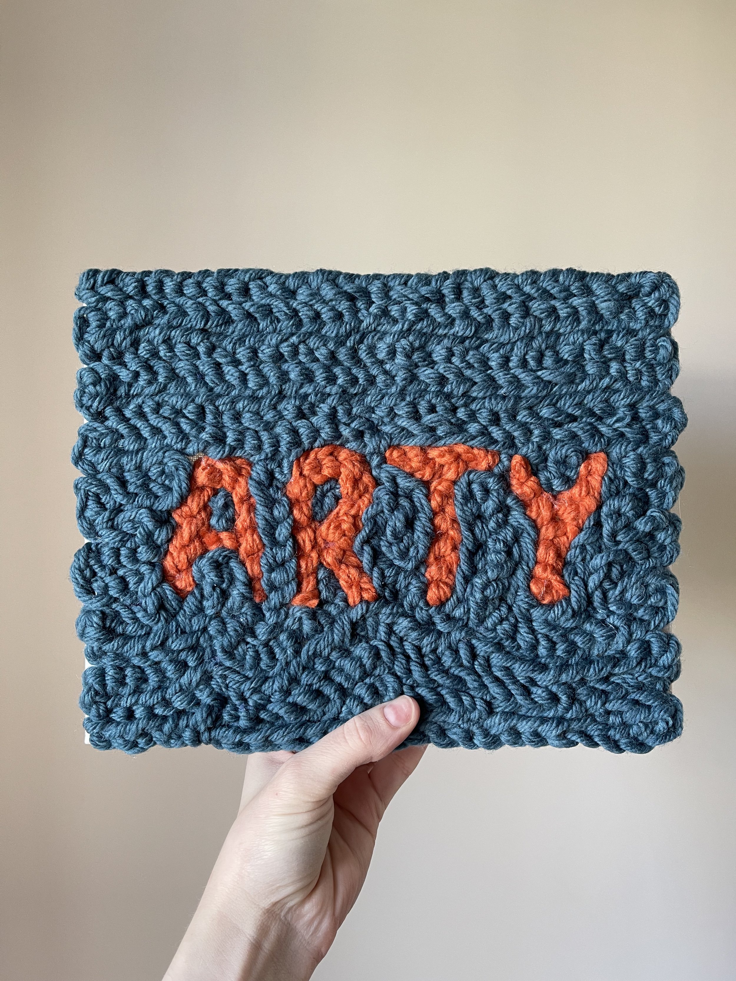 'Arty', Finger-knitted yarn on canvas, 2022