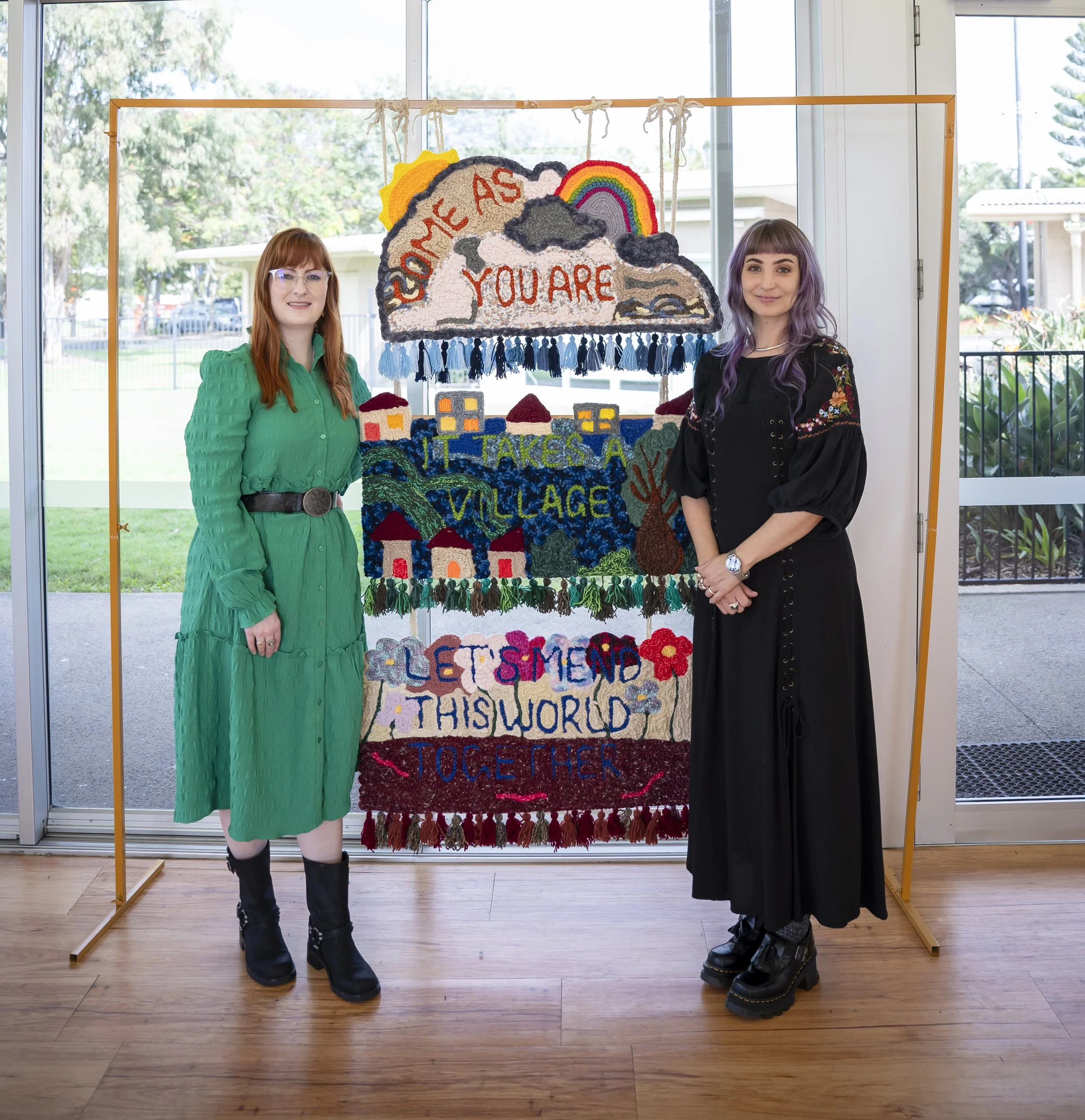 Finished Collaborative Artworks with Tal Fitzpatrick 'Threads of Belonging' with EVERYBODY NOW!