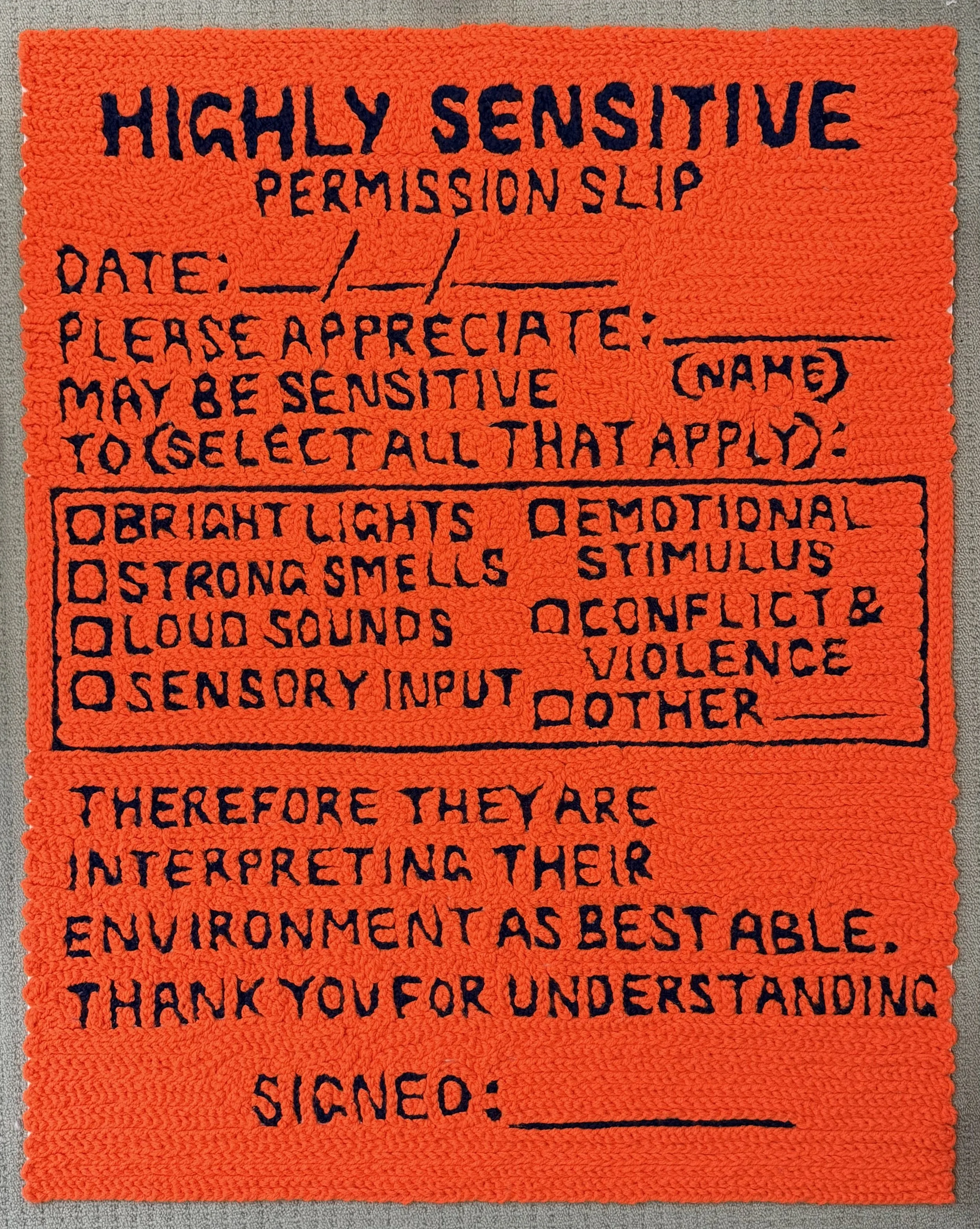 'Highly Sensitive Permission Slip', Wollumbin Art Award Finalist, Tweed Regional Gallery, NSW, 2026