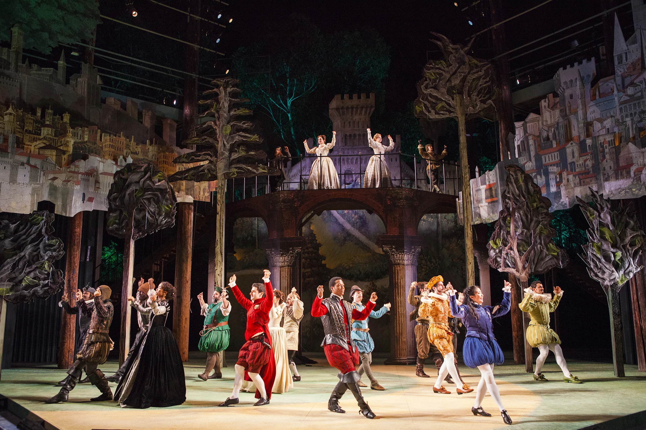 The cast of Two Gentlemen of Verona at The Old Globe. The production was directed by Mark Lamos.