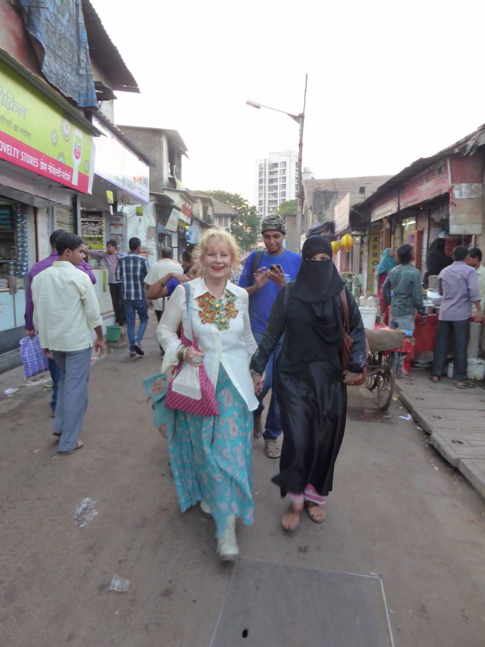Walking to the opening with Bano, the transgender and Tehseen