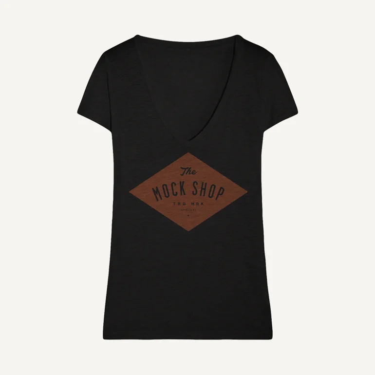 Cap Sleeve V Neck Tee Mockup