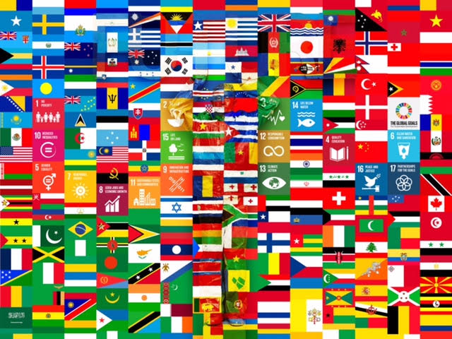 Photo: Flags and goals, Liu Bolin. For more SDG images see the UN's media centre .