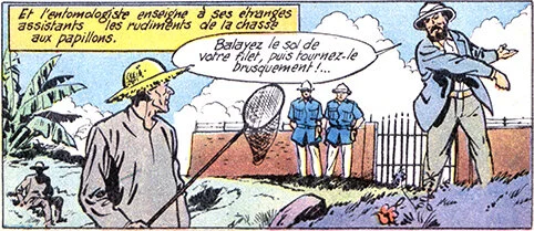 « Eugène Teaching The Convicts » panel from : TINTIN MAGAZINE : №396 24 May 1956 « The Ephemeral Carousel » (4 pages on the life of Eugène Le Moult)