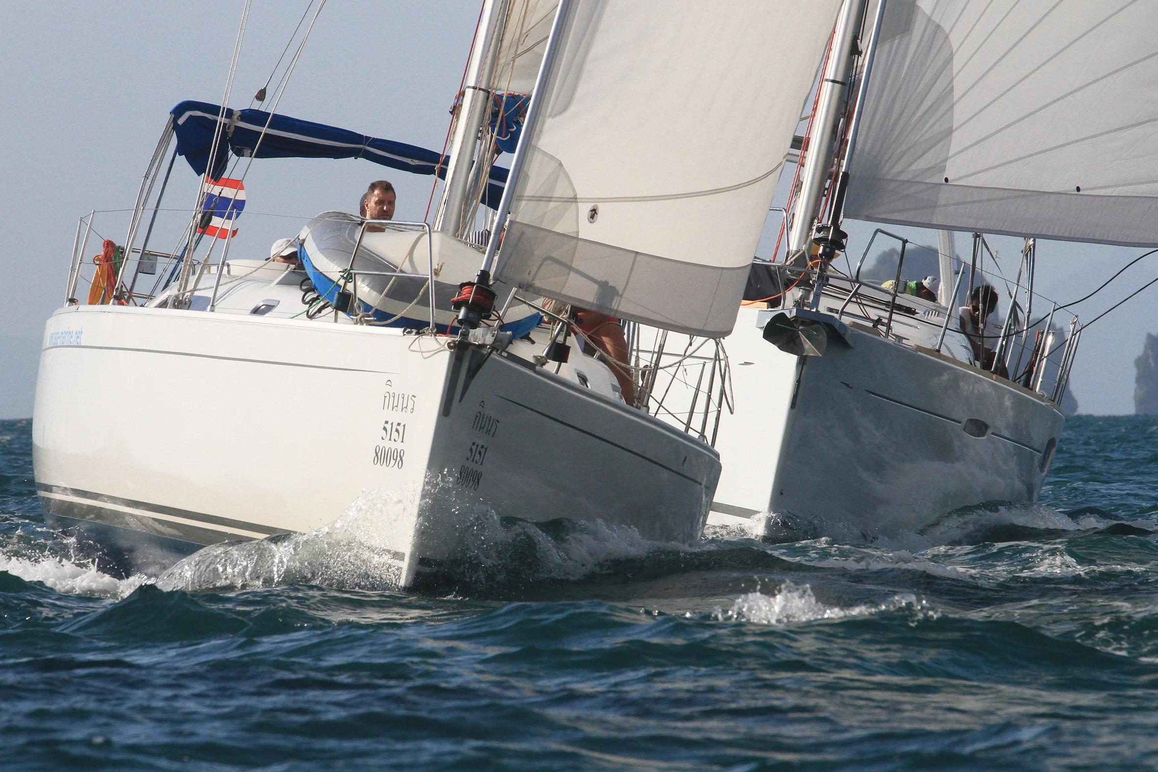 The cruising classes enjoying the good breeze on Day 3, The Bay Regatta 2017. Photo by Scott Murray.