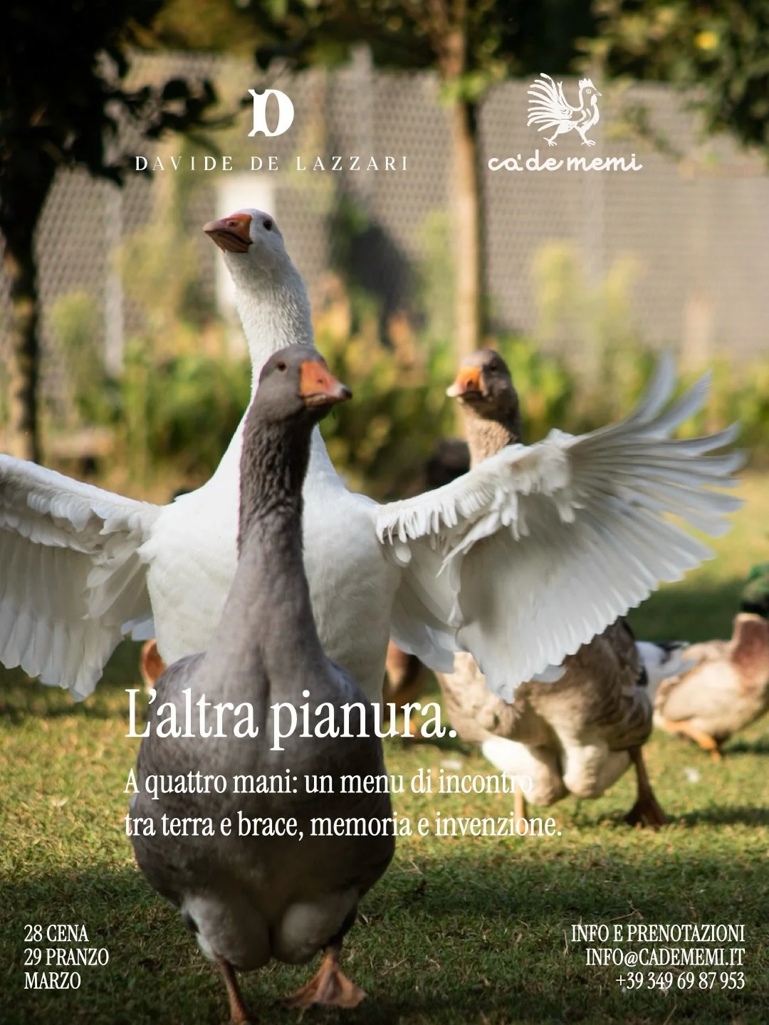 Il weekend del 28 e 29 marzo &egrave; dedicato a una speciale collaborazione: Ca&rsquo; de Memi e Davide De Lazzari @davide_de_lazzari si incontrano per un nuovo racconto su ci&ograve; che offre la campagna, tra le citt&agrave; di pianura. 

L&rsquo;