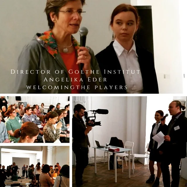 Director of Goethe Institut Angelika Eder welcoming the players and they had a workshop with Mike and Olga. #balticwarriors