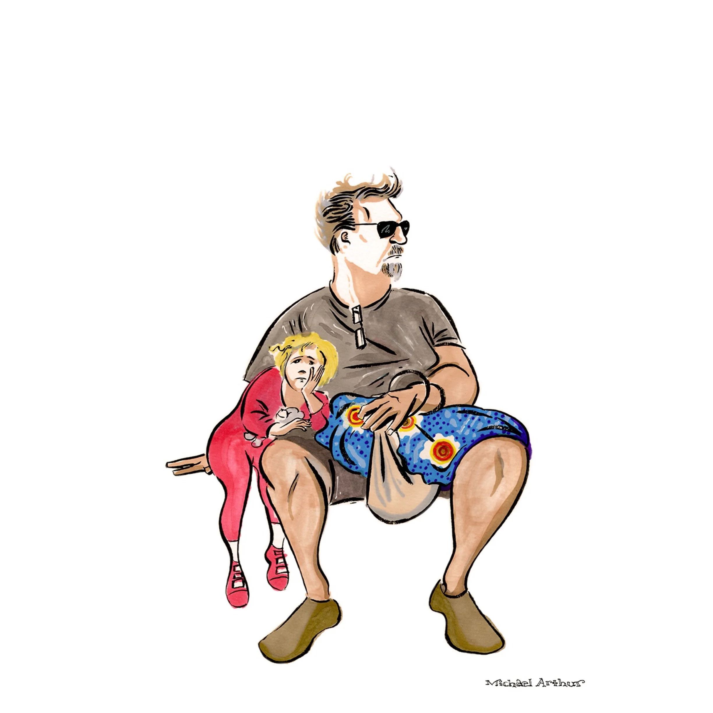 Father and daughter, A train