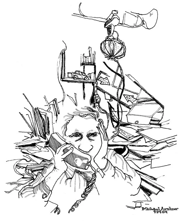 Joe Franklin, drawn in his office, 2004