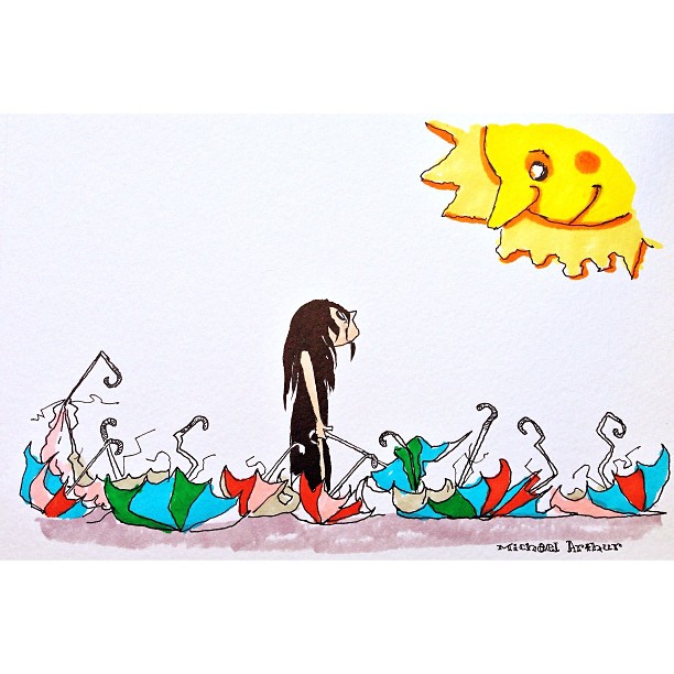The Morning After. #drawing #sketchbook #illustration #cartoon #comix #comics #art #umbrella #rain #morningdrawing #andrea