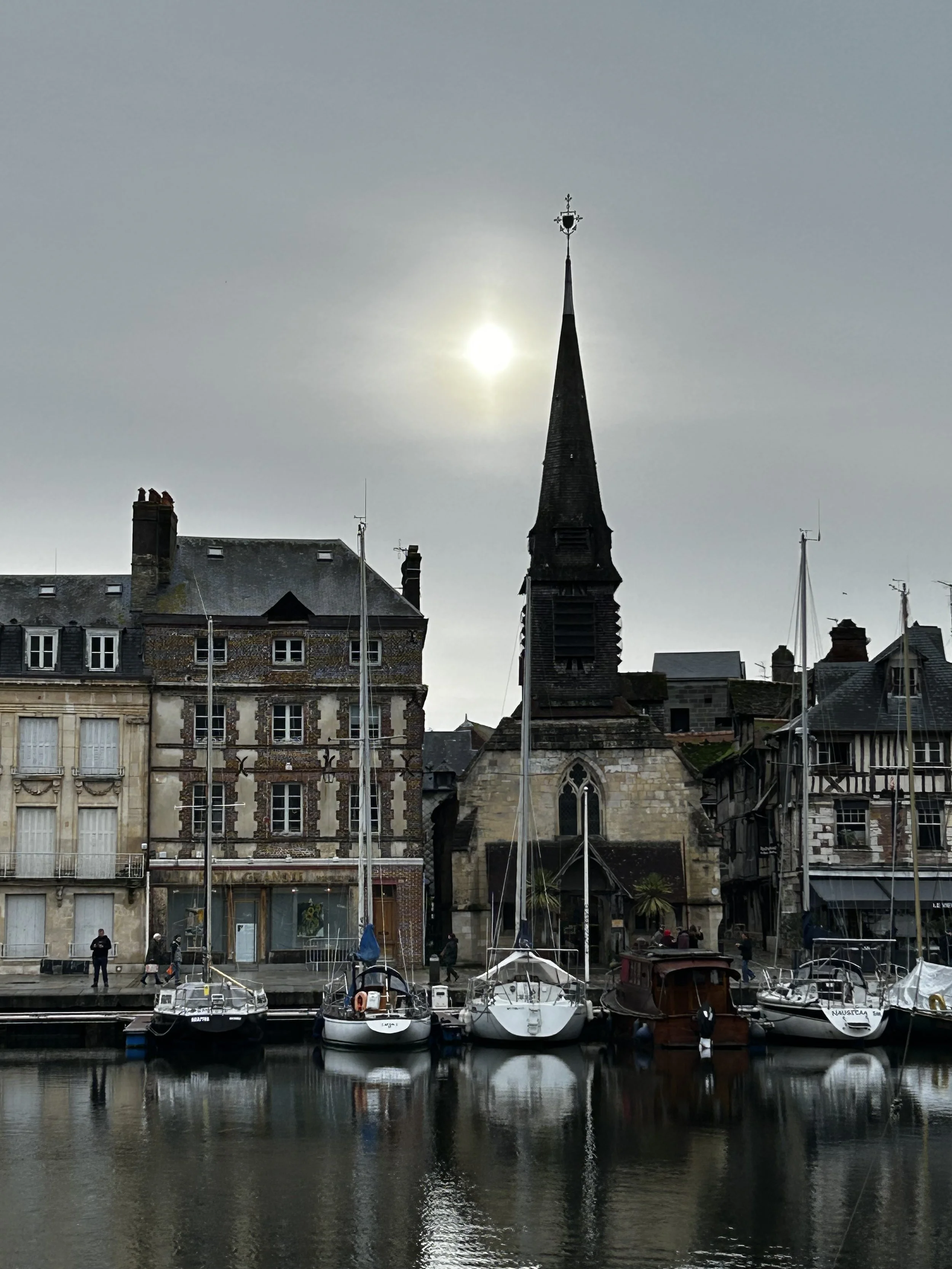 View across the Vieux Port Honfleur in autumn