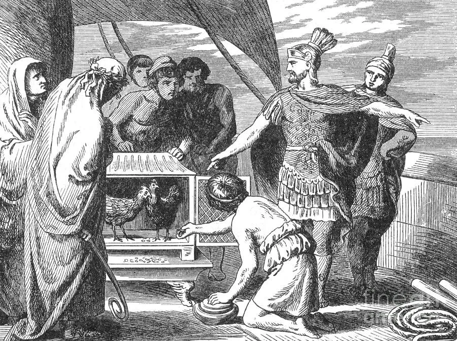 Claudius Pulcher orders the chickens over the side.