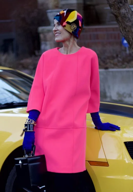 Judith wears a Banana Republic dress and vintage Oscar de la Renta cuffs from Common Threads with her own hat by Carol Markel . All photos: Daniel Nolan and Wren Duggan