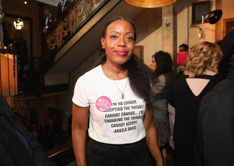 Tracey Reese in a tee shirt with Angela Davis quote. Image: Anna Webber