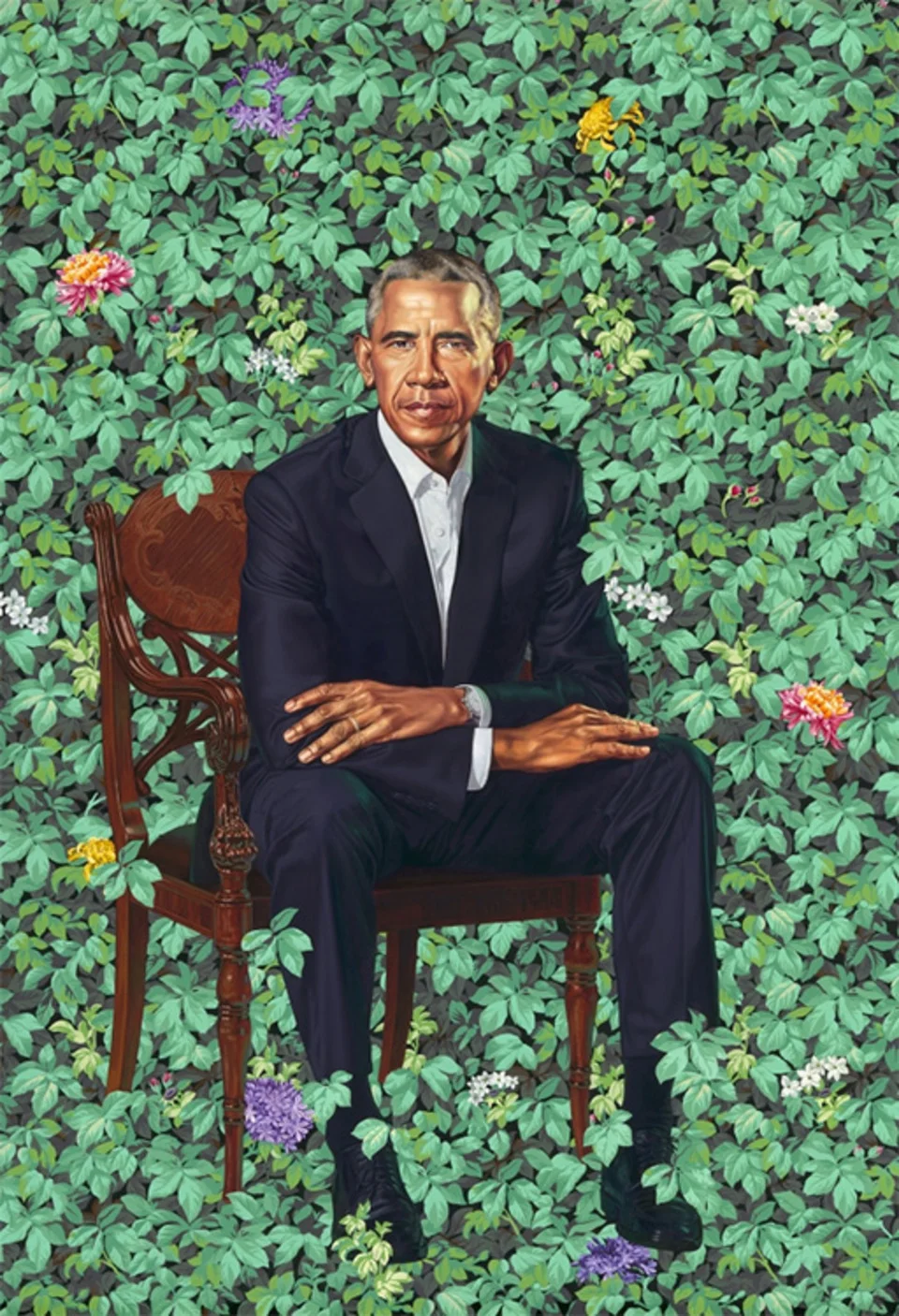 Presidential Portrait of Barack Obama in his uniform of dark suits and white shirts; image via washingtoncitypaper.com.