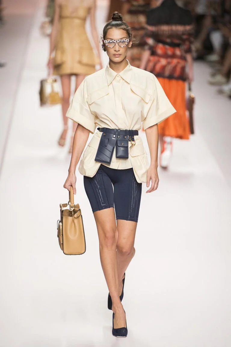 Bike shorts at Fendi; image via Harper’s Bazaar.