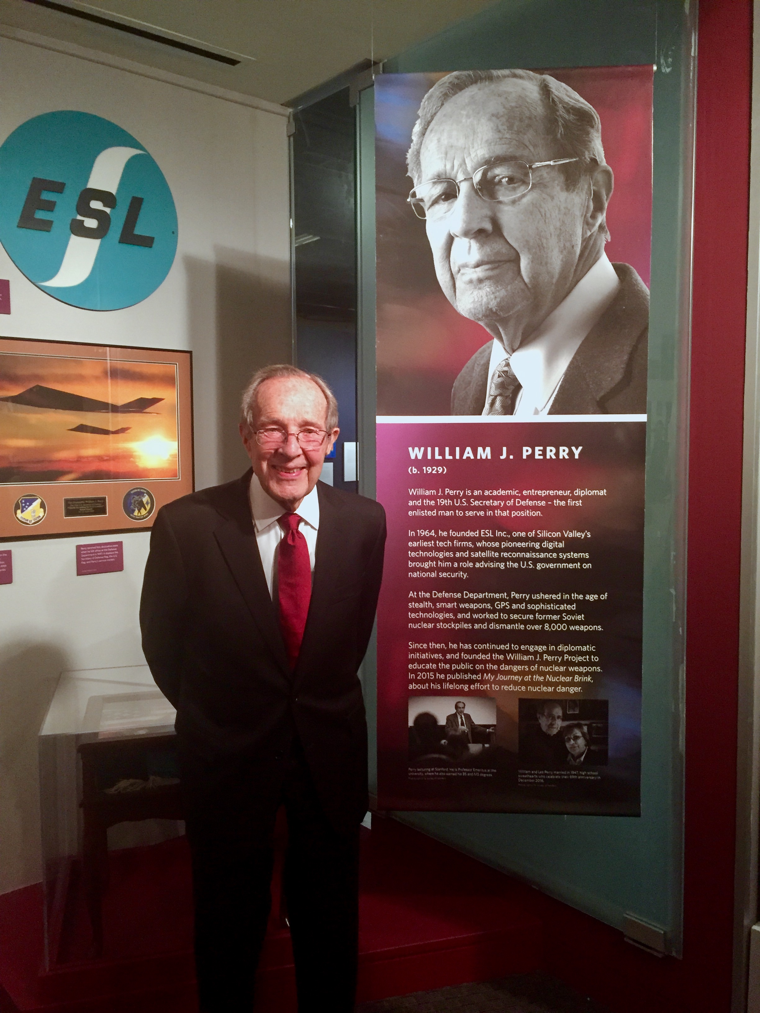 Bill Perry stands in front of his sections in the California Hall of Fame